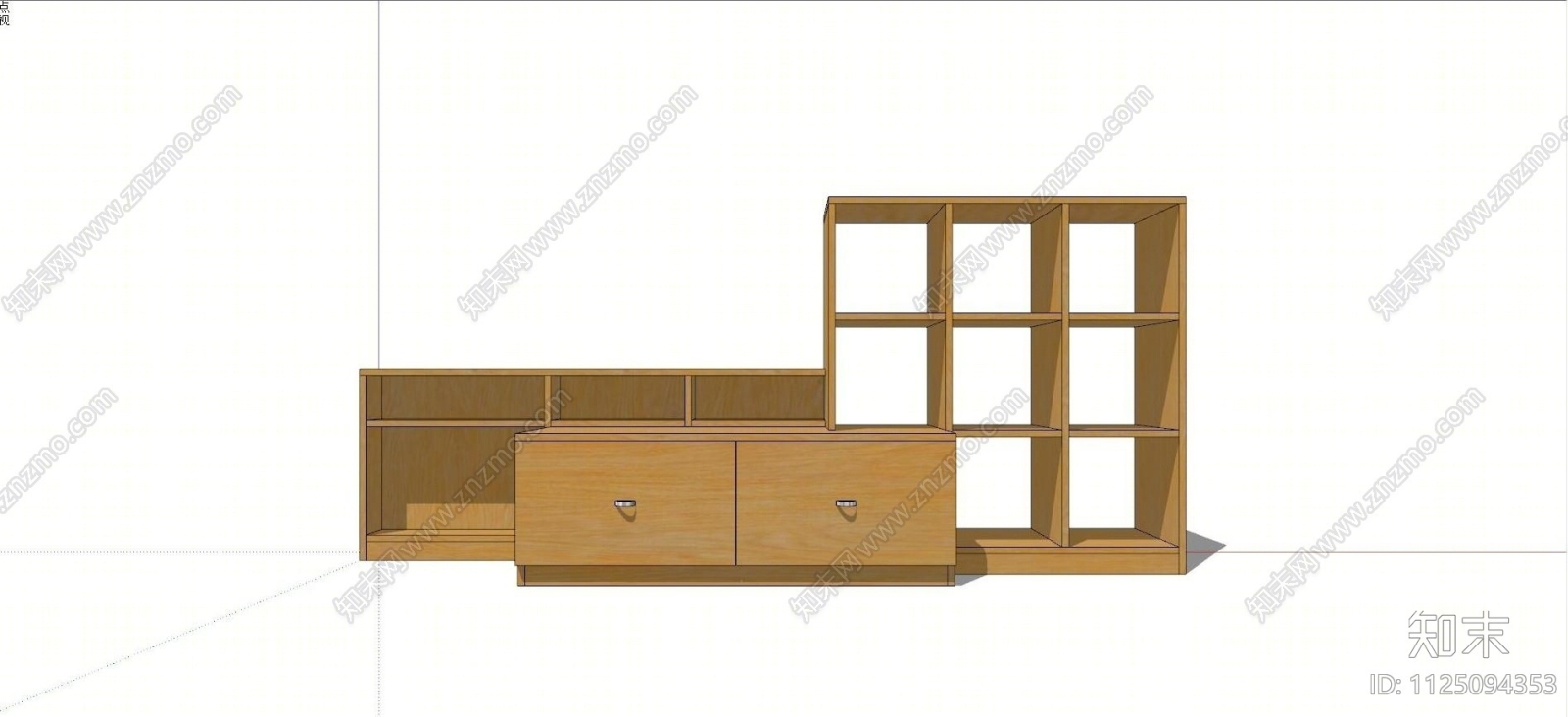 现代实木装饰柜免费SU模型下载【ID:1125094353】