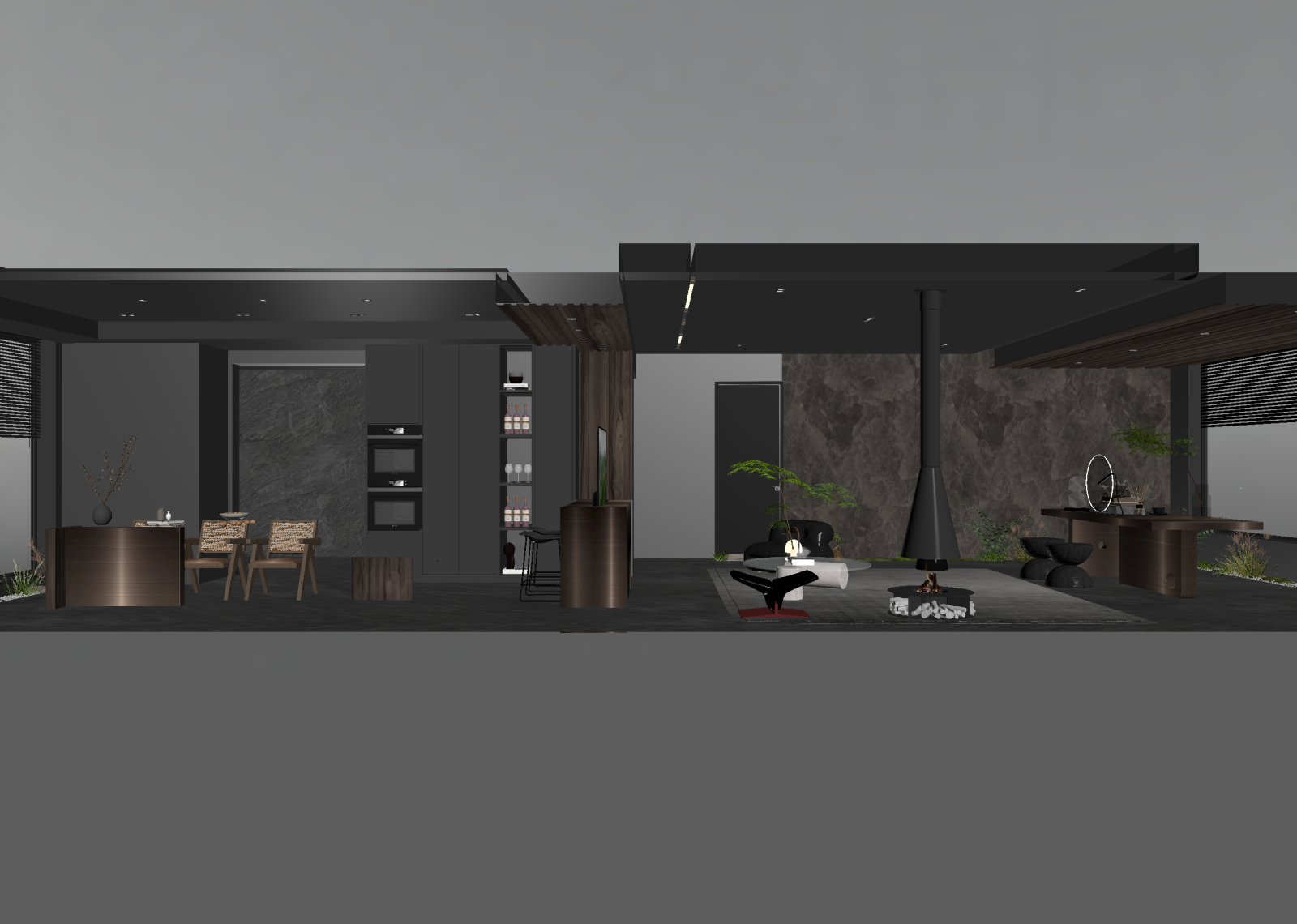 现代民宿大厅3D模型下载【ID:1215093463】