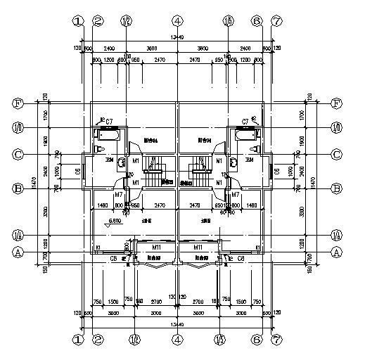 双拼别墅建筑施工图2施工图下载【ID:149924123】