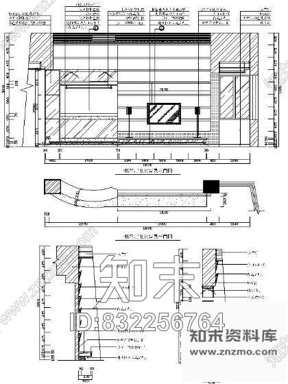 图块/节点电视背景墙详图cad施工图下载【ID:832256764】