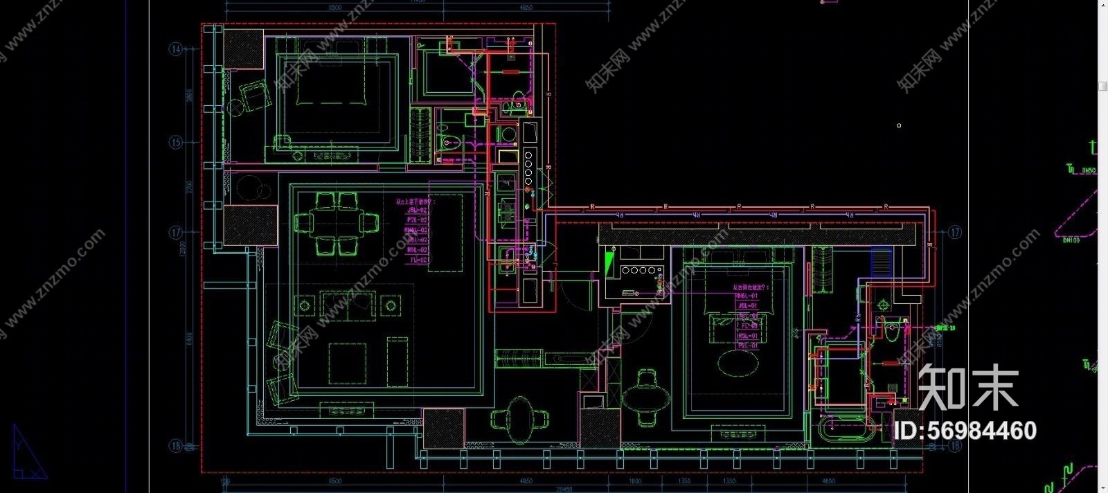 成都棕榈泉费尔蒙酒店公寓（CAD施工图纸）cad施工图下载【ID:56984460】