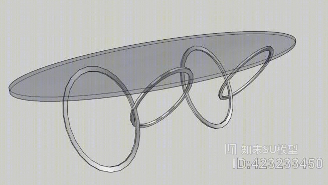 椭圆形棺木桌SU模型下载【ID:423233450】