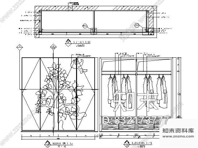 图块/节点卧室大衣柜详图施工图下载【ID:832173777】