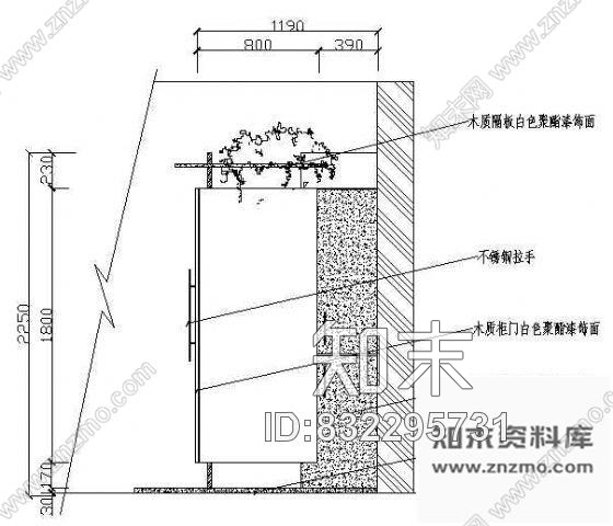 图块/节点玄关衣帽柜cad施工图下载【ID:832295731】