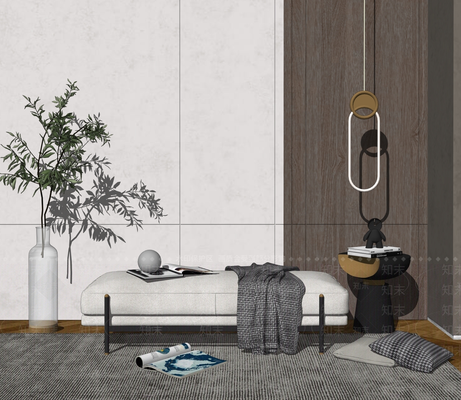 现代躺椅SU模型下载【ID:186152142】