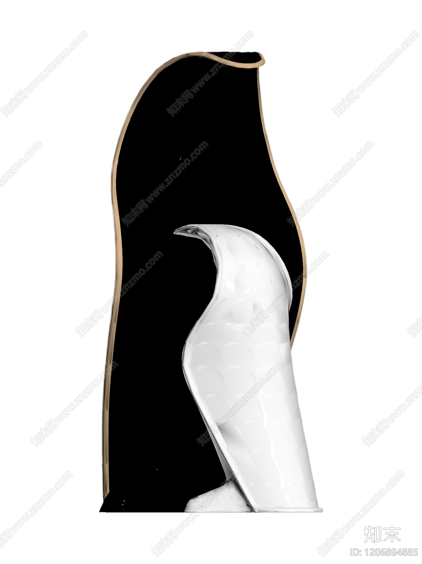 企鹅雕塑装饰品3D模型下载【ID:1206894885】