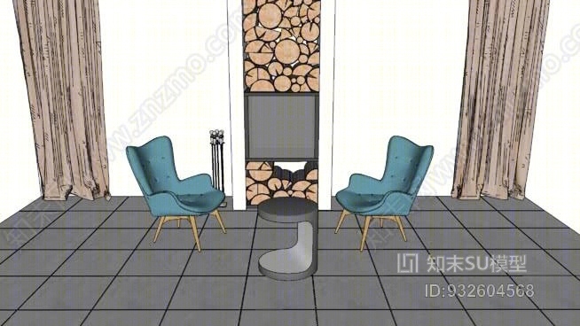 fireplace。袣邪屑懈薪。袟芯薪邪泻邪屑懈薪邪SU模型下载【ID:932604568】