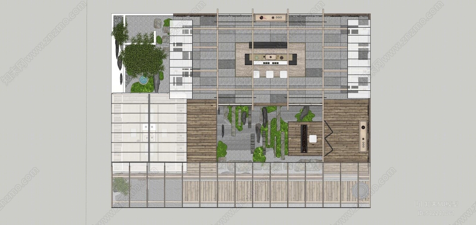 中式茶艺展厅SU模型下载【ID:542241861】