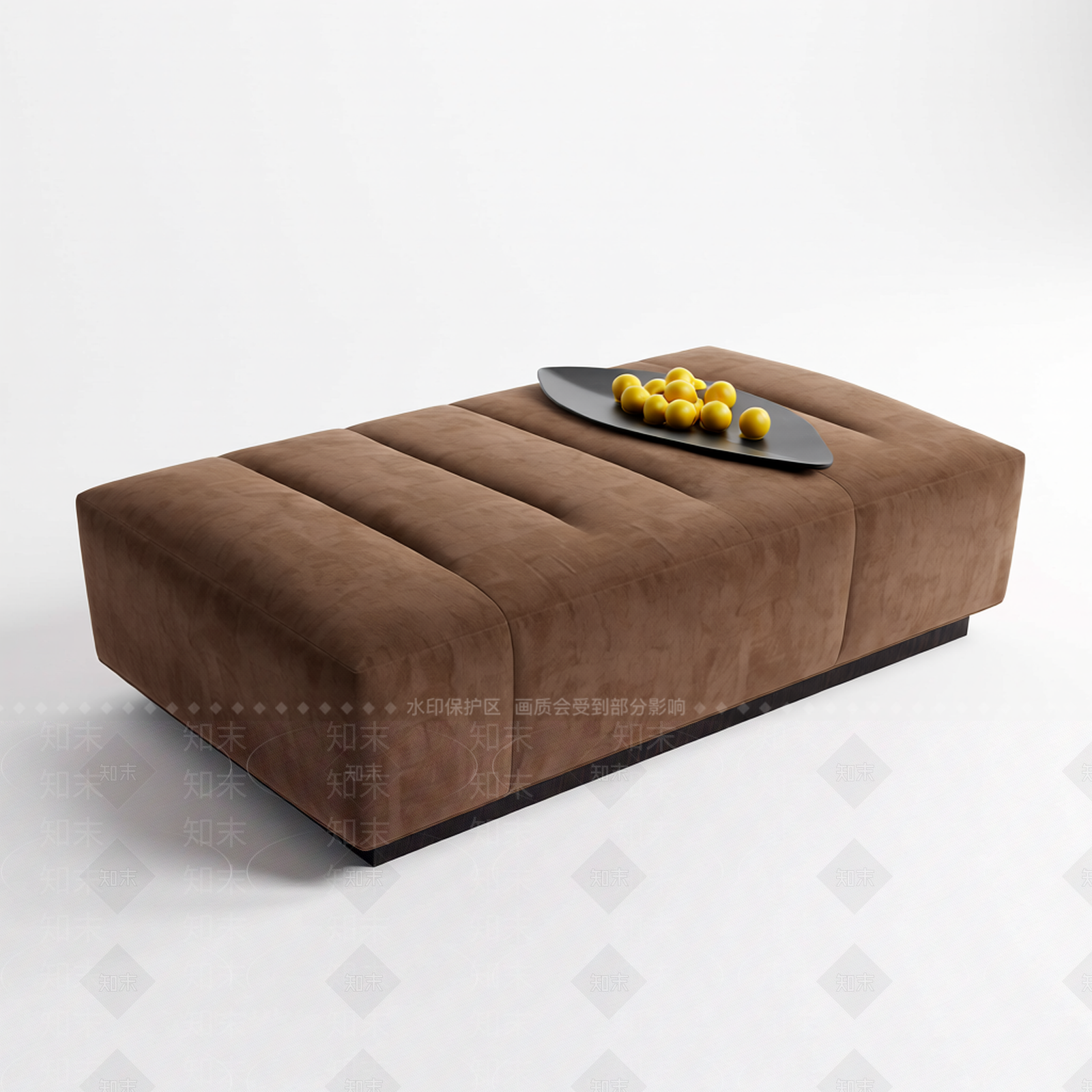 方形皮革坐垫配果盘3D模型下载【ID:1206195144】