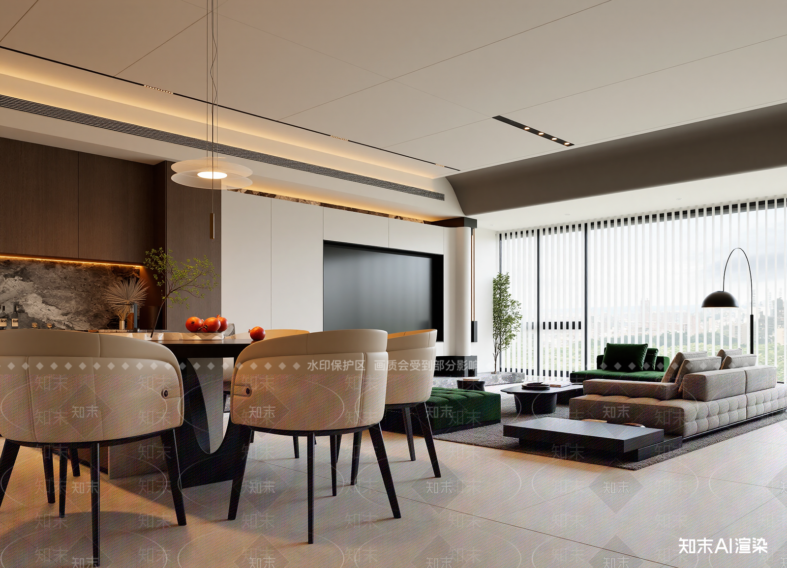 现代客餐厅3D模型下载【ID:1214970482】