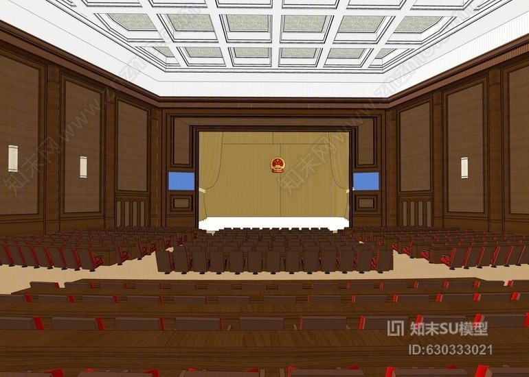 报告厅室内设计SU模型下载【ID:630333021】