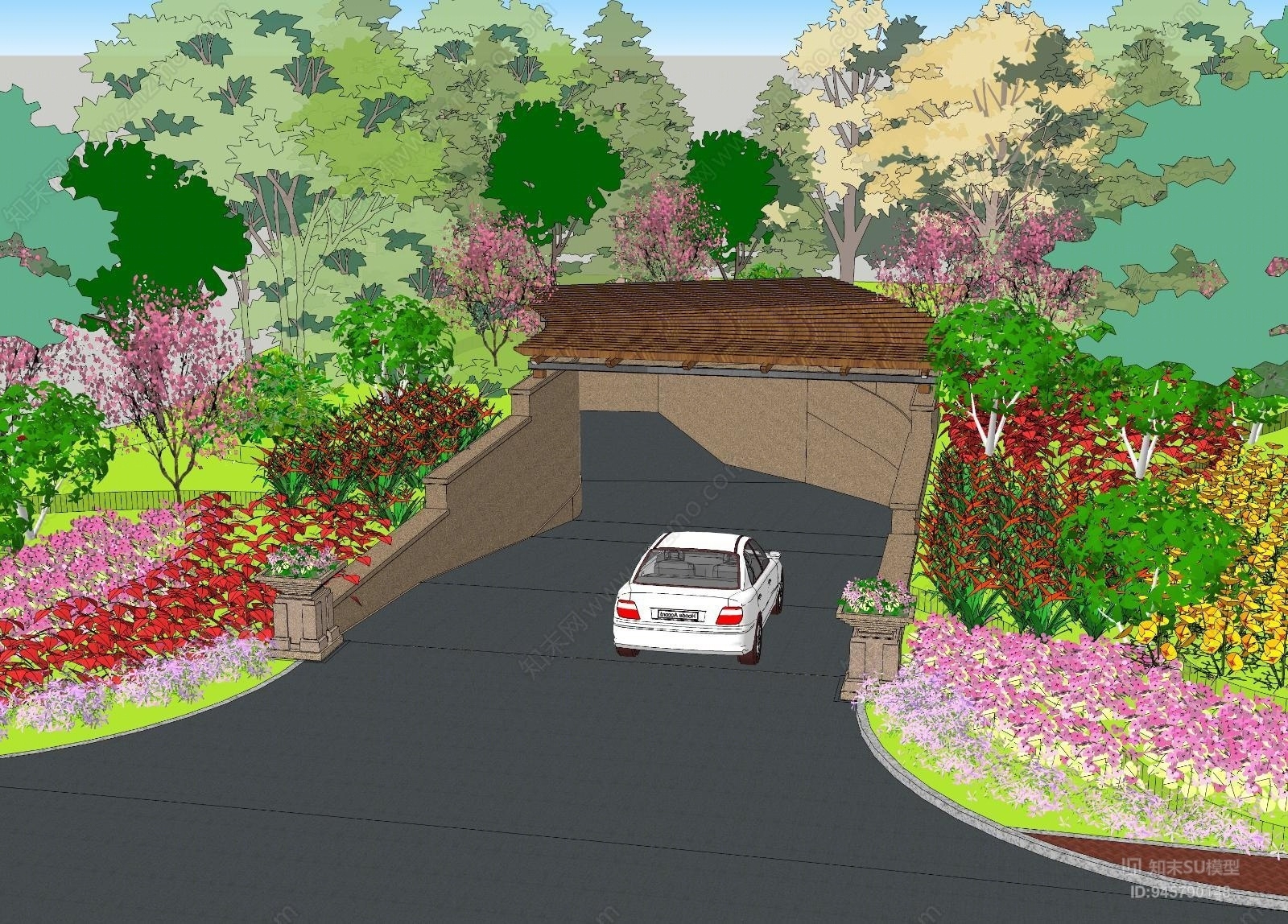 现代车库入口SU模型下载【ID:945790148】