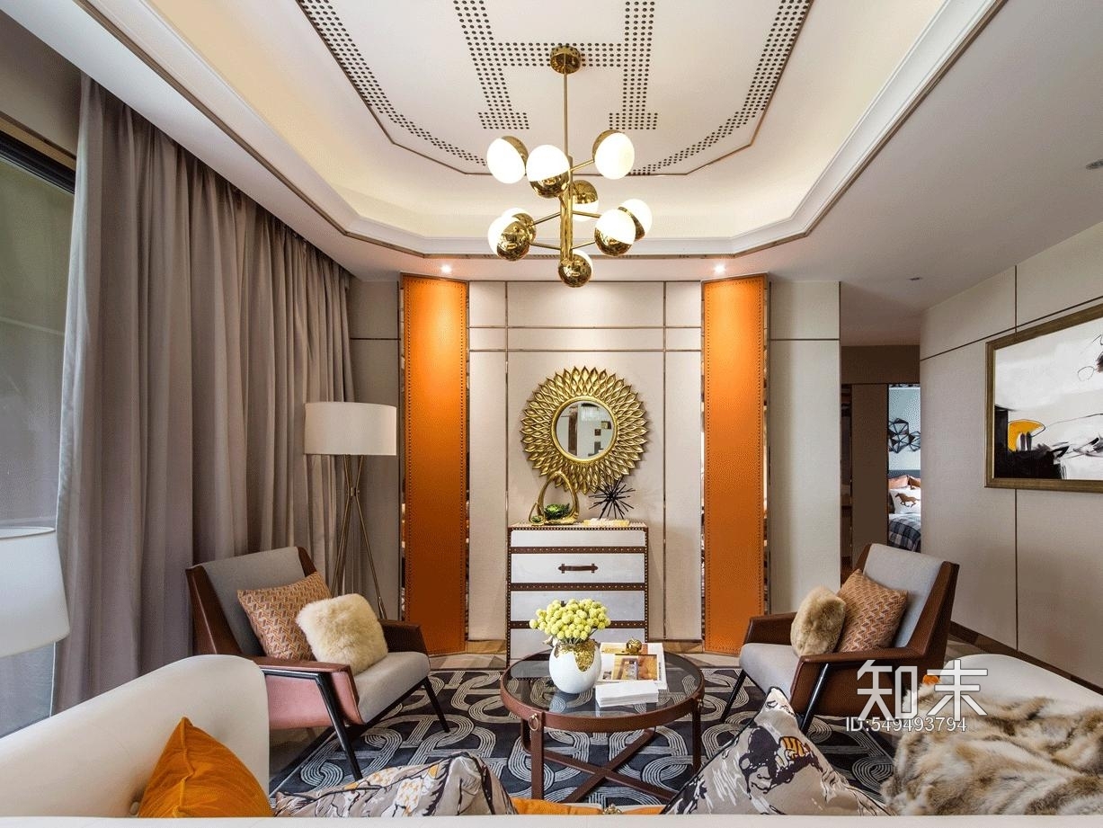 现代东方港式轻奢风格样板房丨CAD施工图施工图下载【ID:549493794】