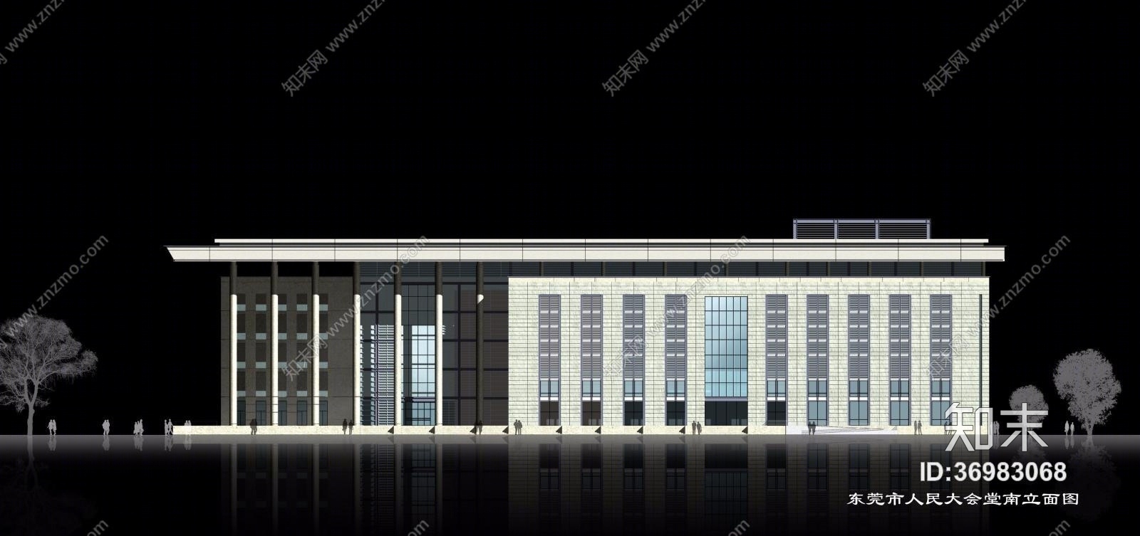 东莞市人民大会堂施工图丶带效果图cad施工图下载【ID:36983068】