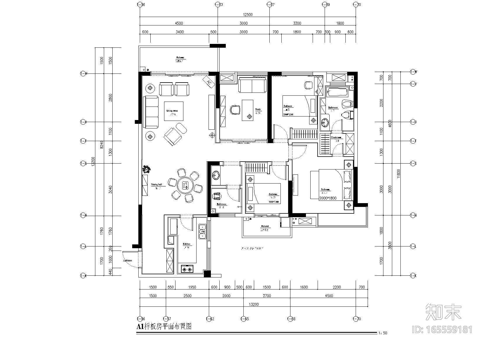 [湖南]鑫远文苑一期精装样板房施工图cad施工图下载【ID:165559181】