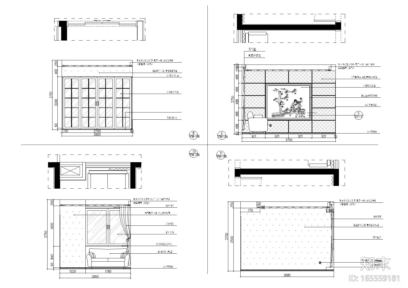 [湖南]鑫远文苑一期精装样板房施工图cad施工图下载【ID:165559181】