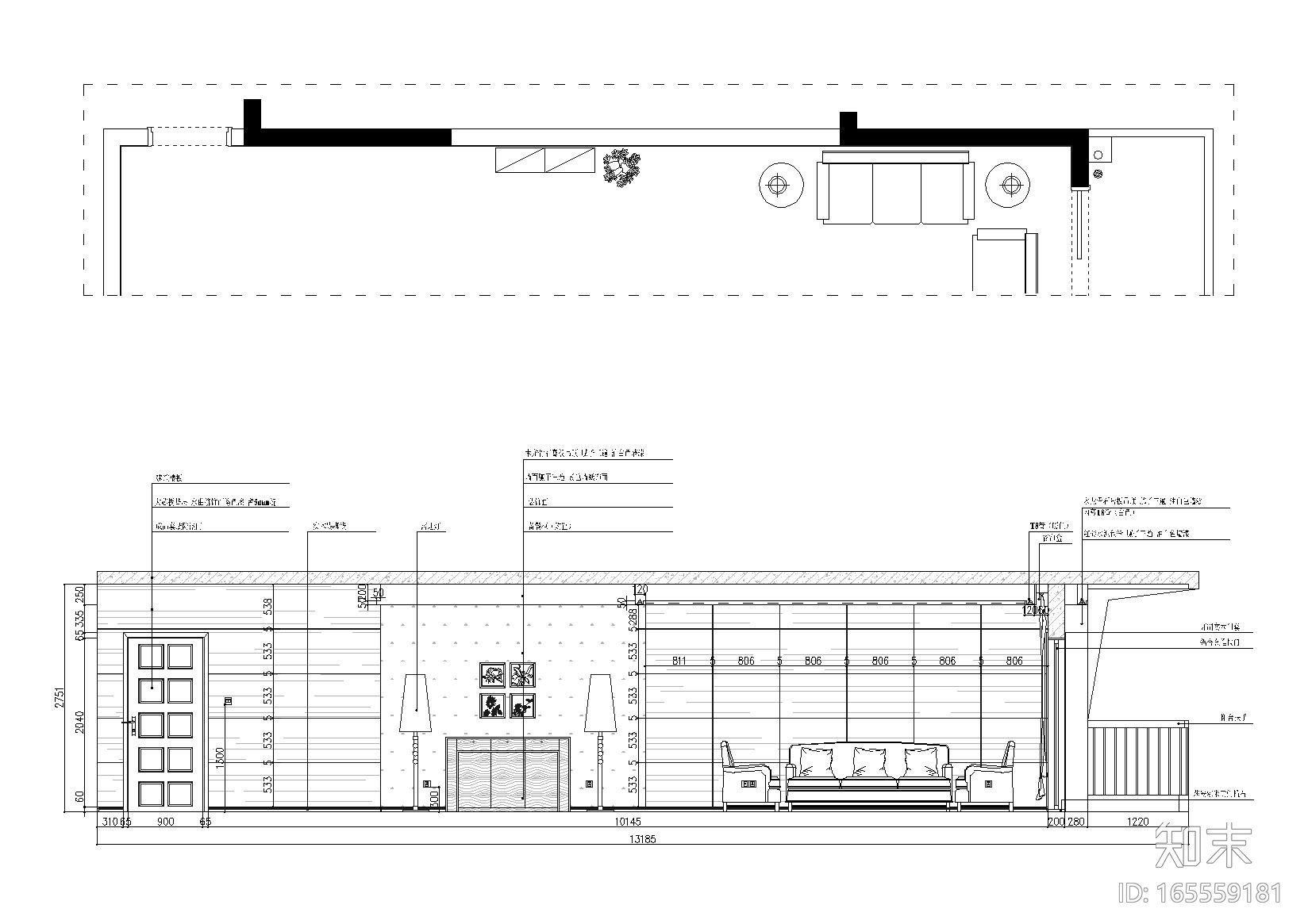 [湖南]鑫远文苑一期精装样板房施工图cad施工图下载【ID:165559181】