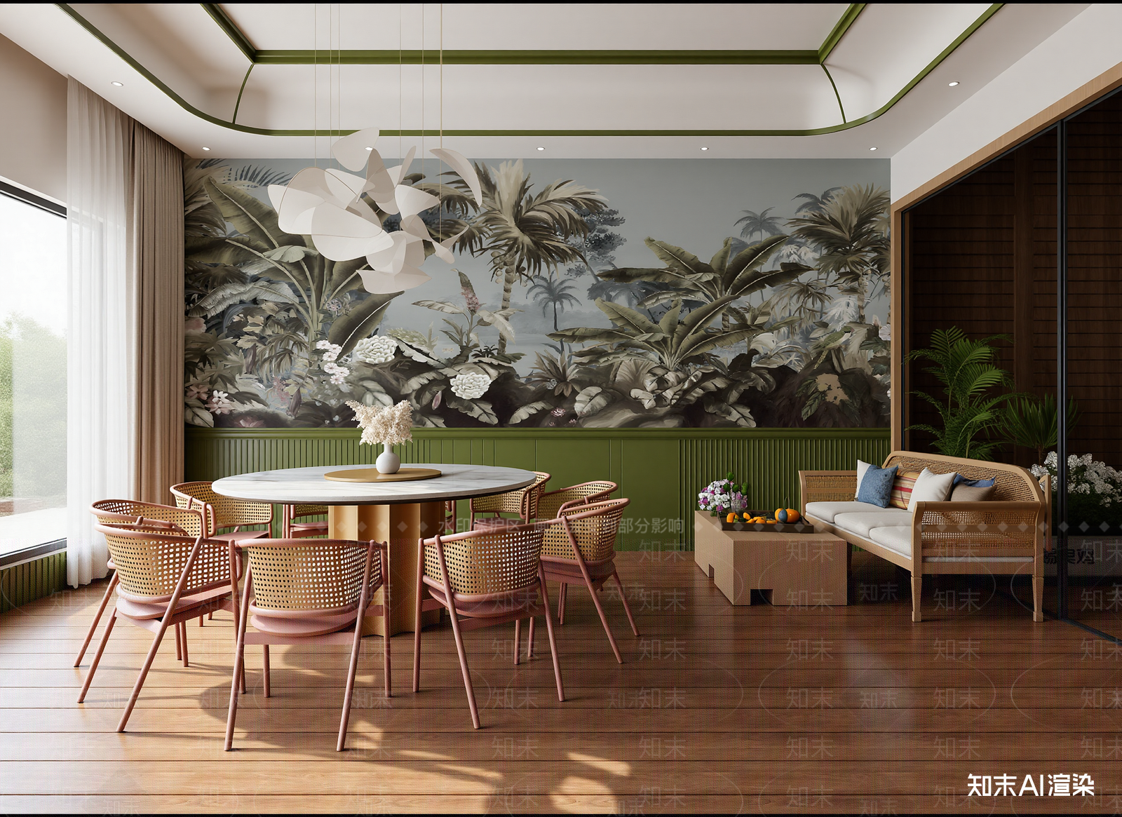 原木家居餐厅3D模型下载【ID:1214816908】