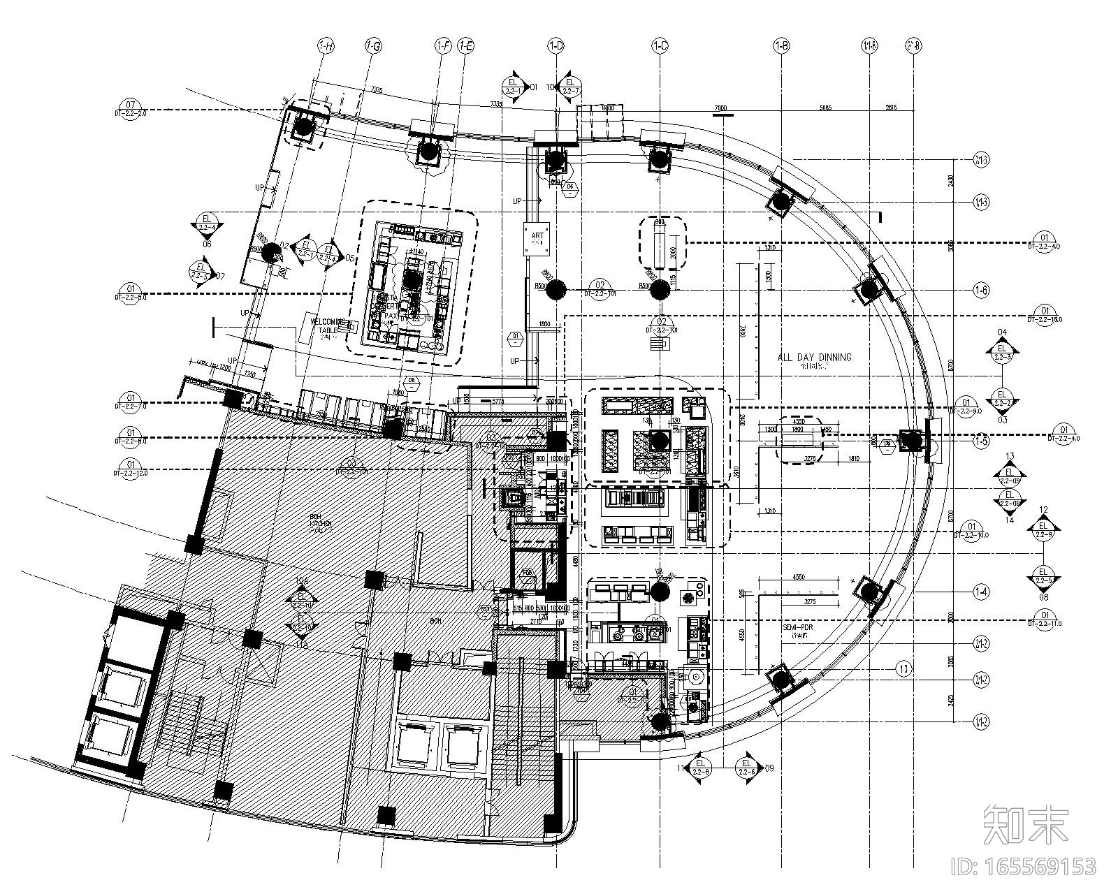 [浙江]丽笙东港大酒店室内装修设计施工图cad施工图下载【ID:165569153】