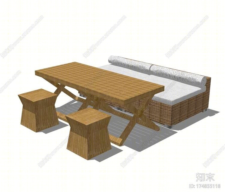 现代户外桌椅SU模型下载【ID:174855118】