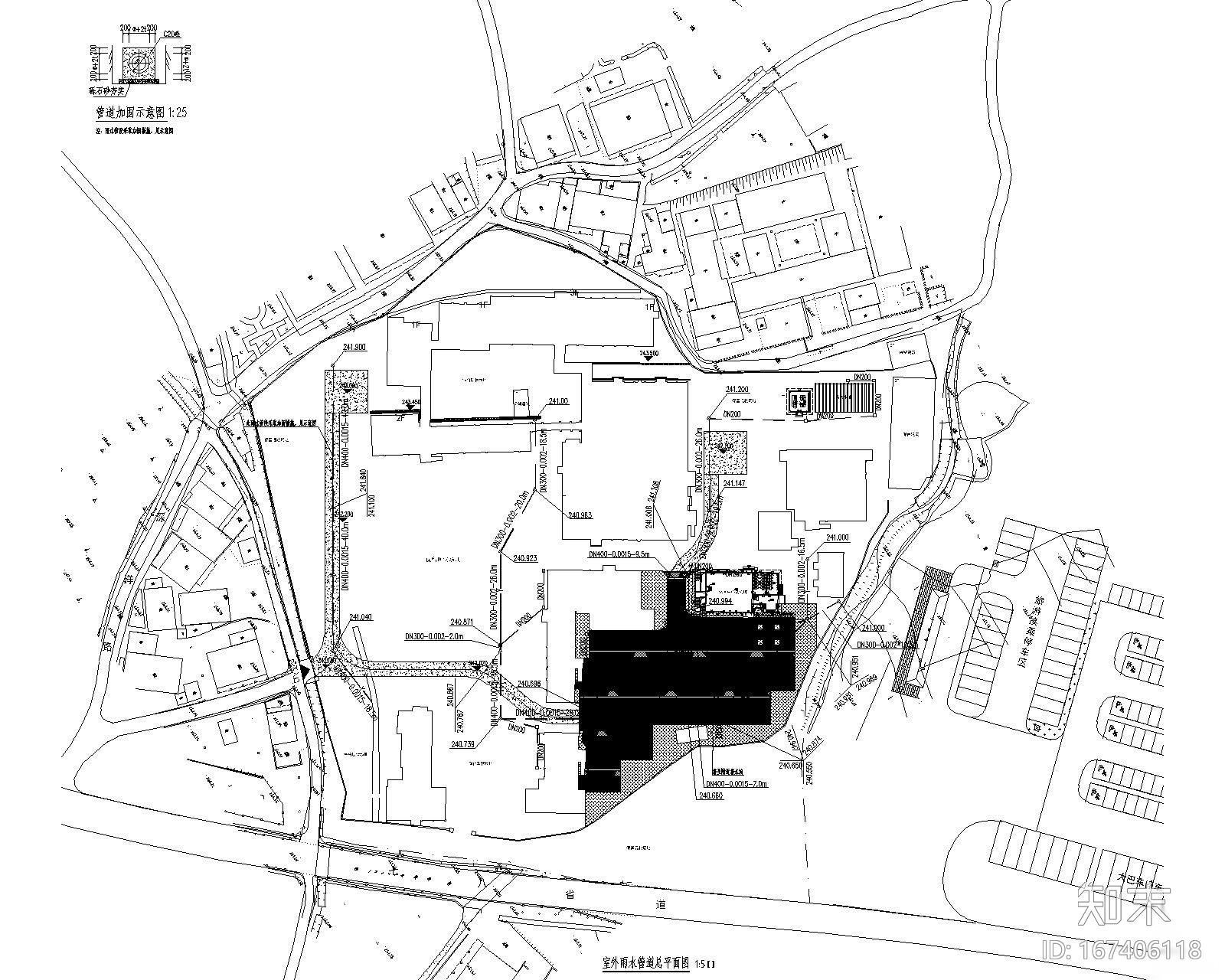 浙江温州矾矿车间改造室外场地给排水施工图cad施工图下载【ID:167406118】