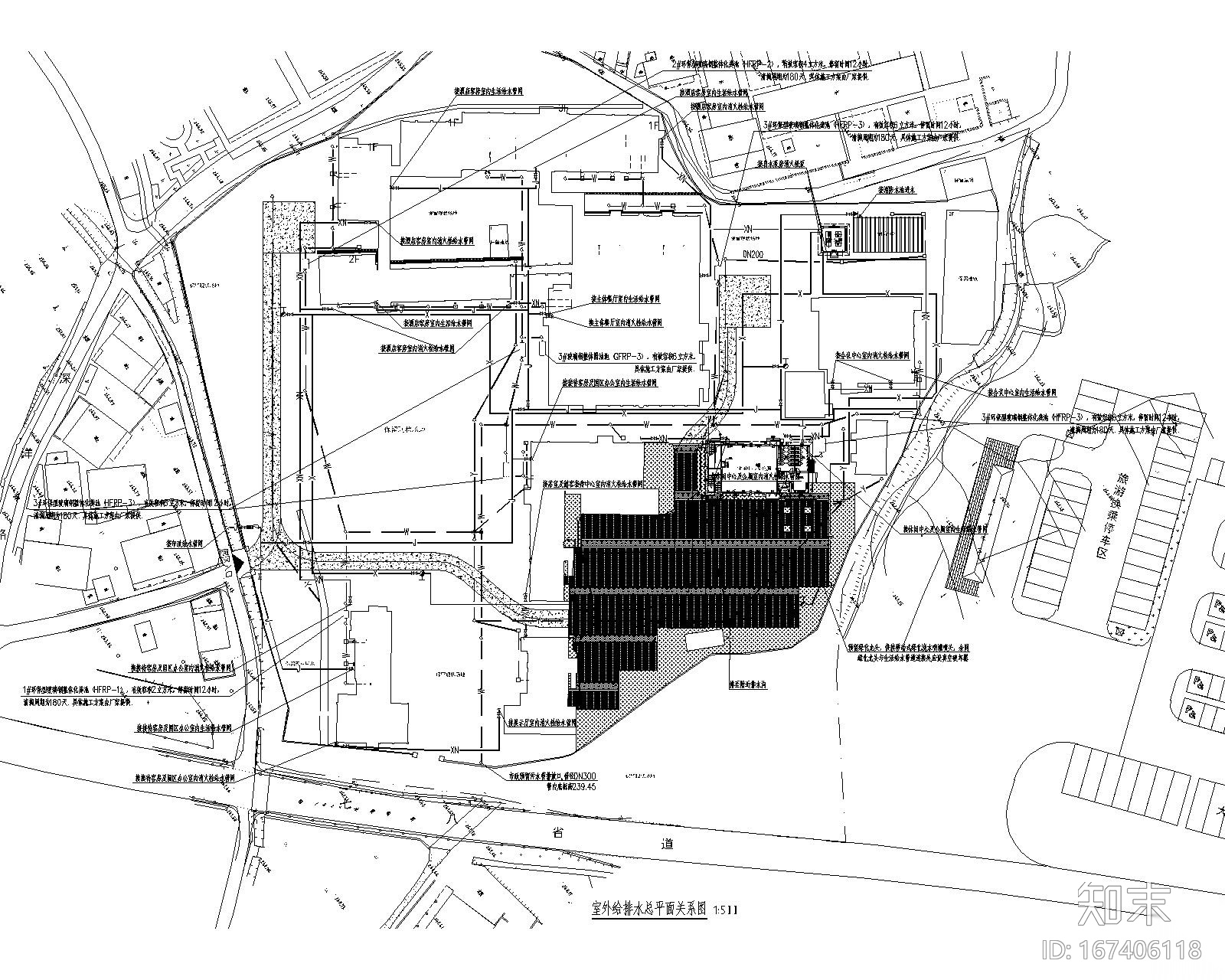 浙江温州矾矿车间改造室外场地给排水施工图cad施工图下载【ID:167406118】