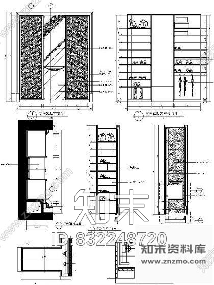 图块/节点木制玄关鞋柜详图cad施工图下载【ID:832248720】