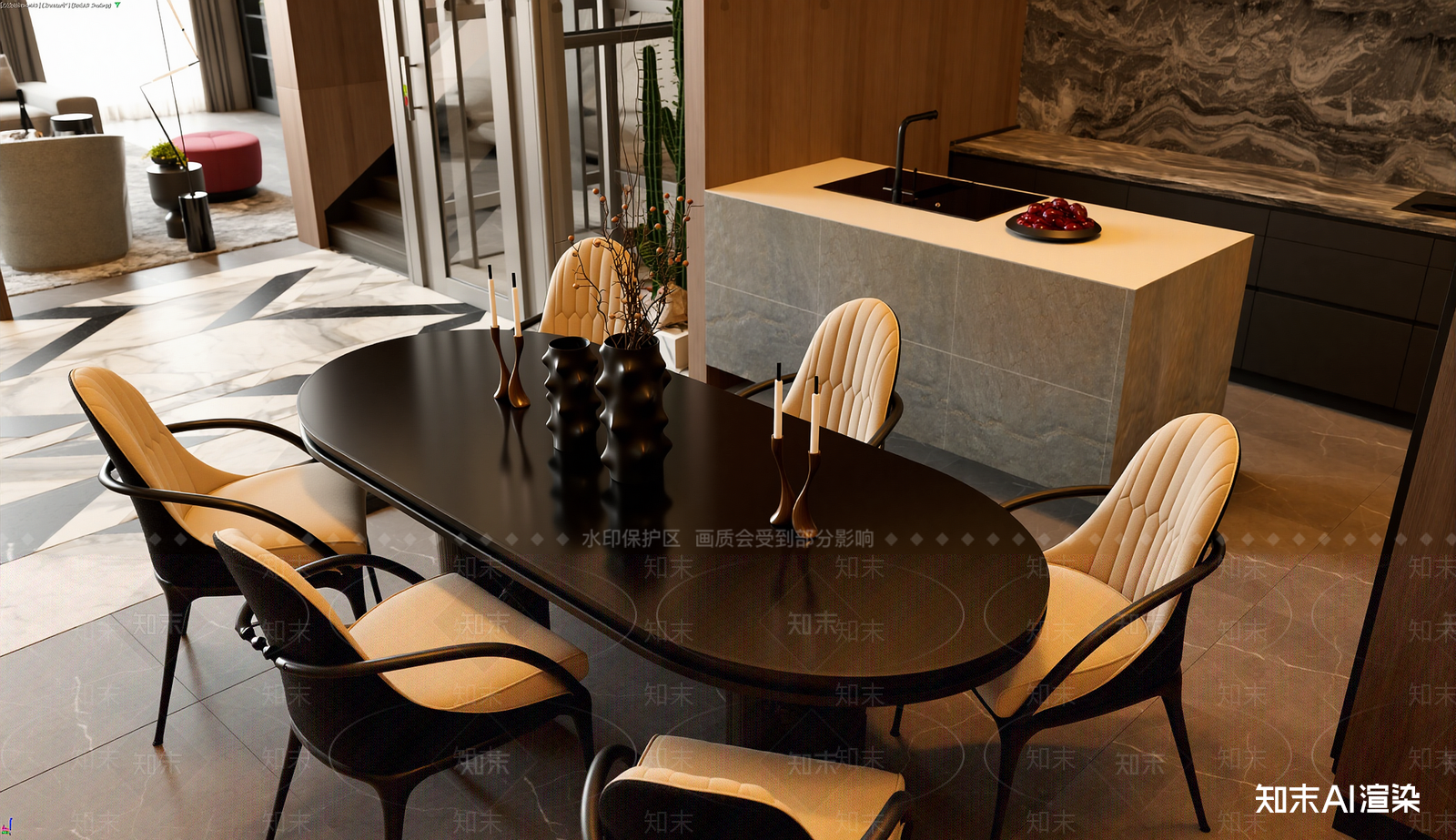 现代家居餐厅3D模型下载【ID:1221513201】