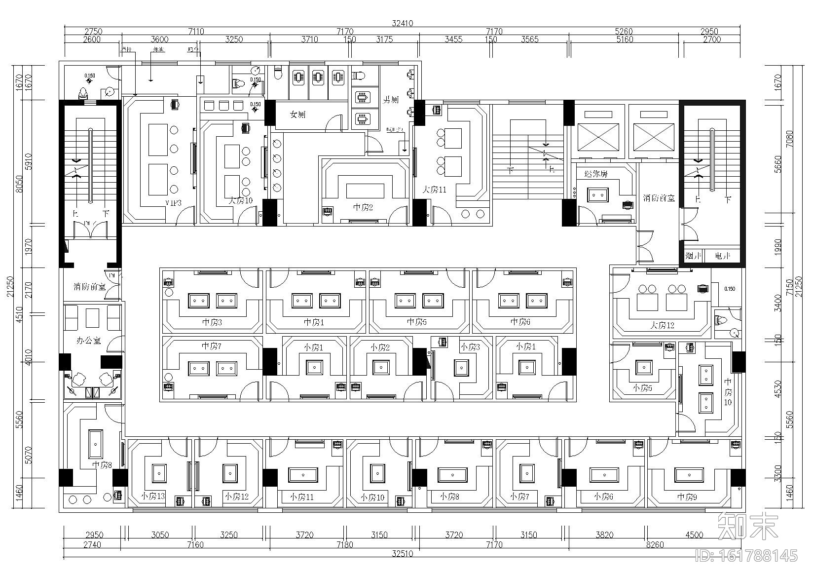 [深圳]龙岗万巍音派量贩式KTV施工图+现场照cad施工图下载【ID:161788145】