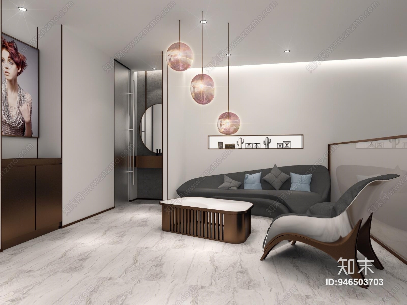 简欧理发店3D模型下载【ID:946503703】