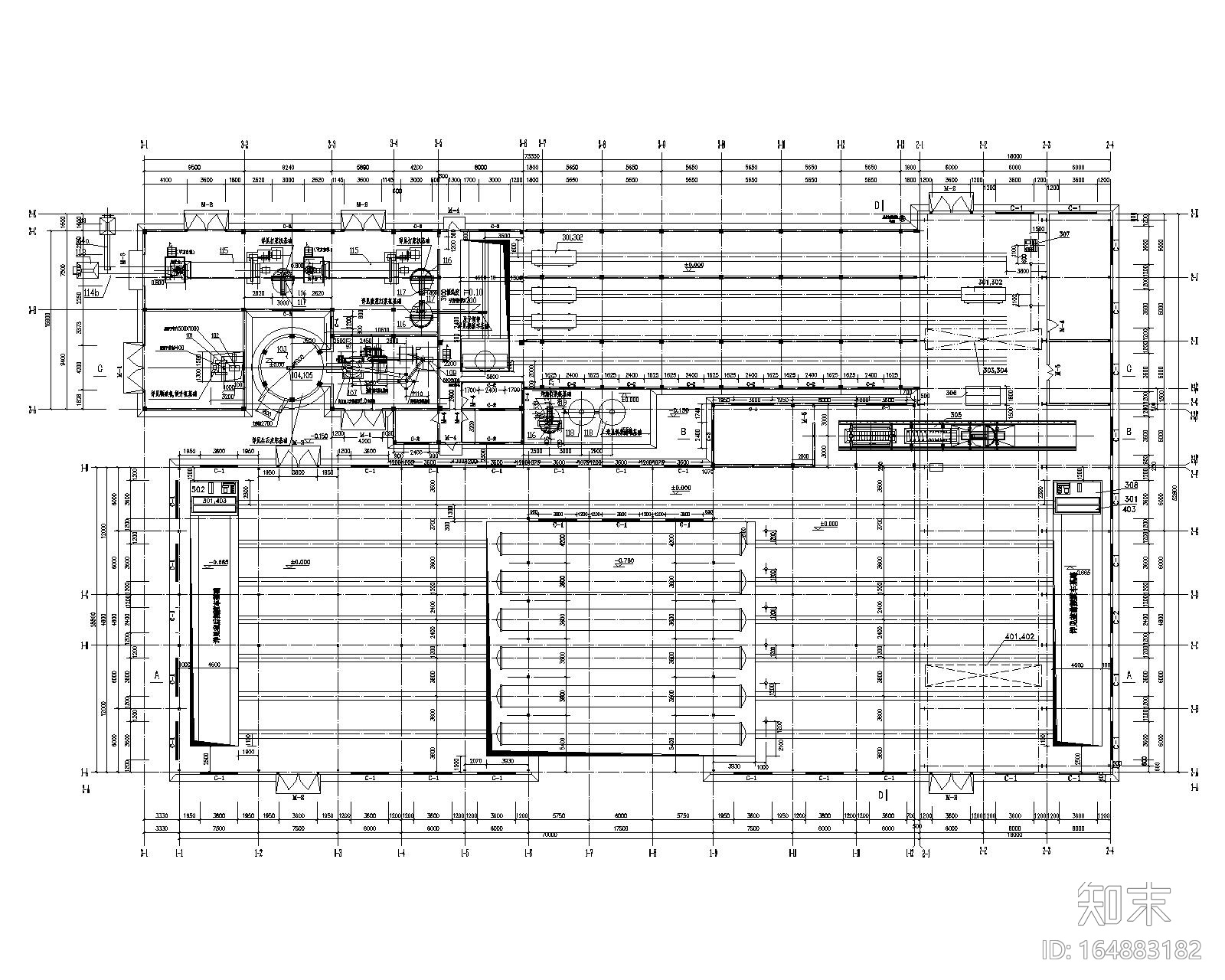 大型车间结构施工图钢结构屋面（含建筑图）cad施工图下载【ID:164883182】