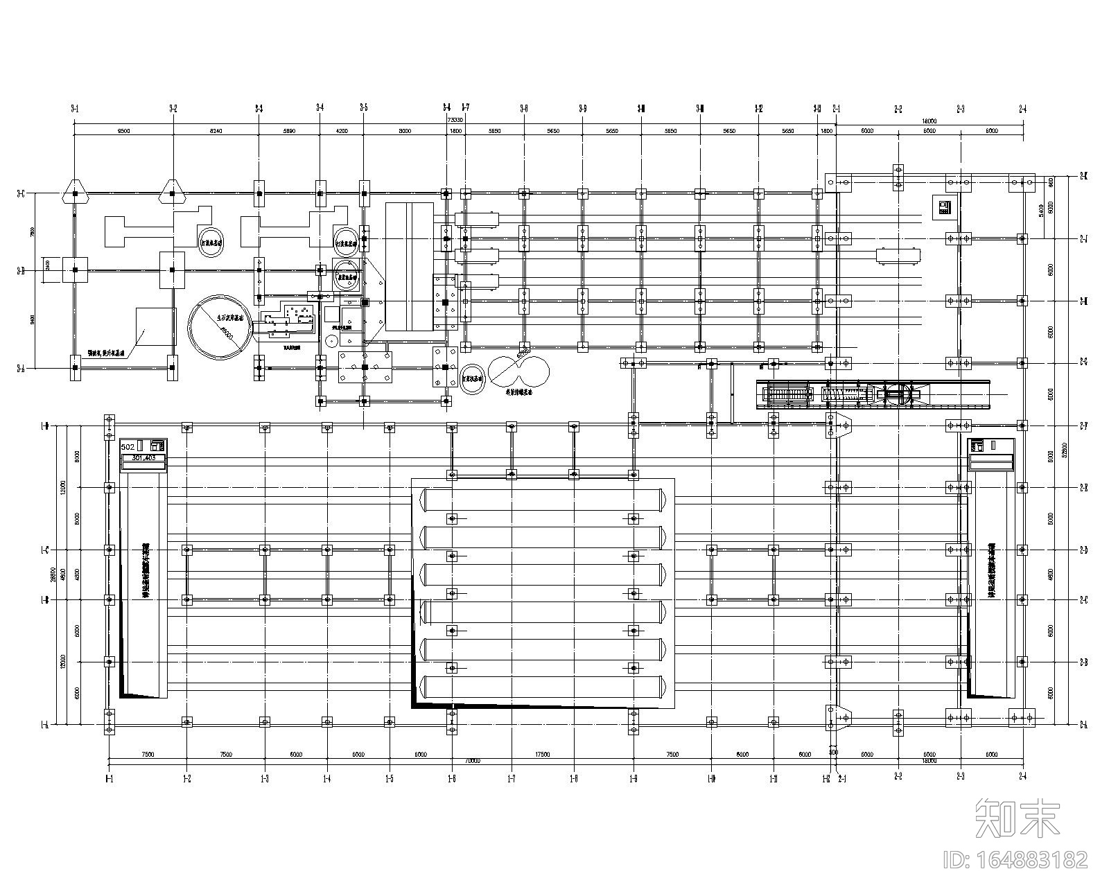 大型车间结构施工图钢结构屋面（含建筑图）cad施工图下载【ID:164883182】