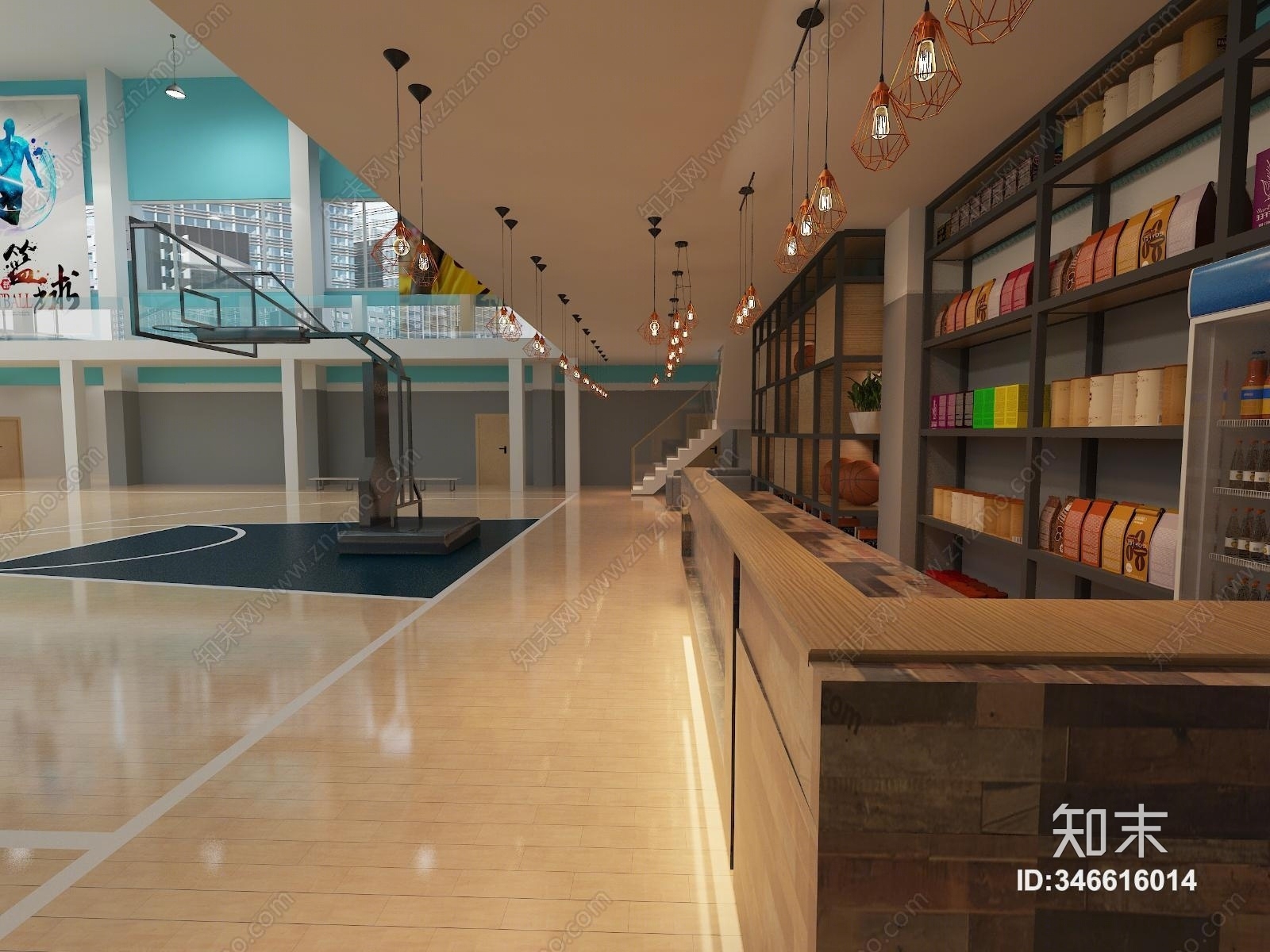 工业风大型篮球场3D模型下载【ID:346616014】