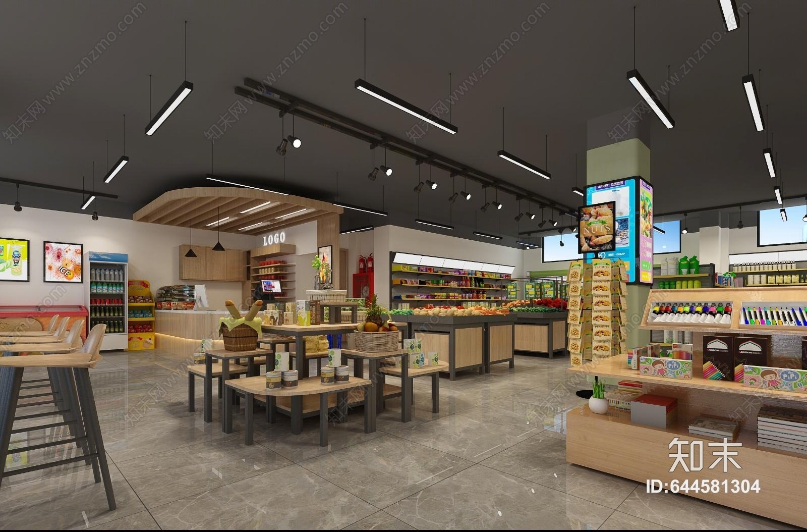 现代超市水果店3D模型下载【ID:644581304】