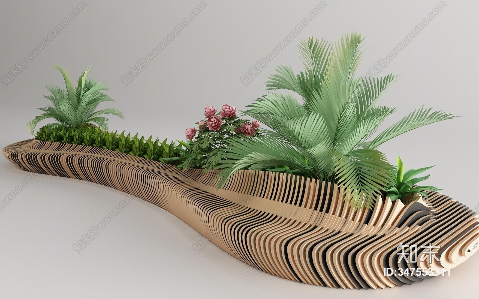 现代户外休闲景观椅3D模型下载【ID:347553311】