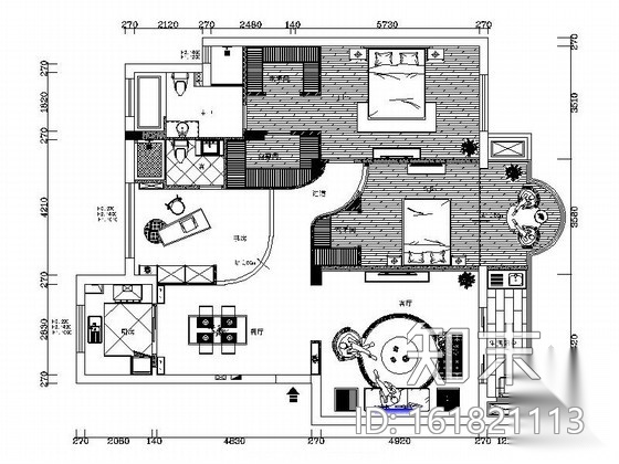 [上海]精品现代三居室样板间室内设计装修施工图cad施工图下载【ID:161821113】