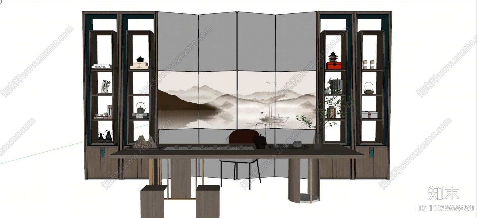 新中式茶桌椅SU模型下载【ID:1109568459】