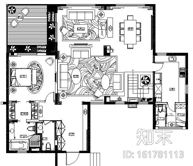 万科某豪宅样板别墅内部装修施工图（附效果图）cad施工图下载【ID:161781113】