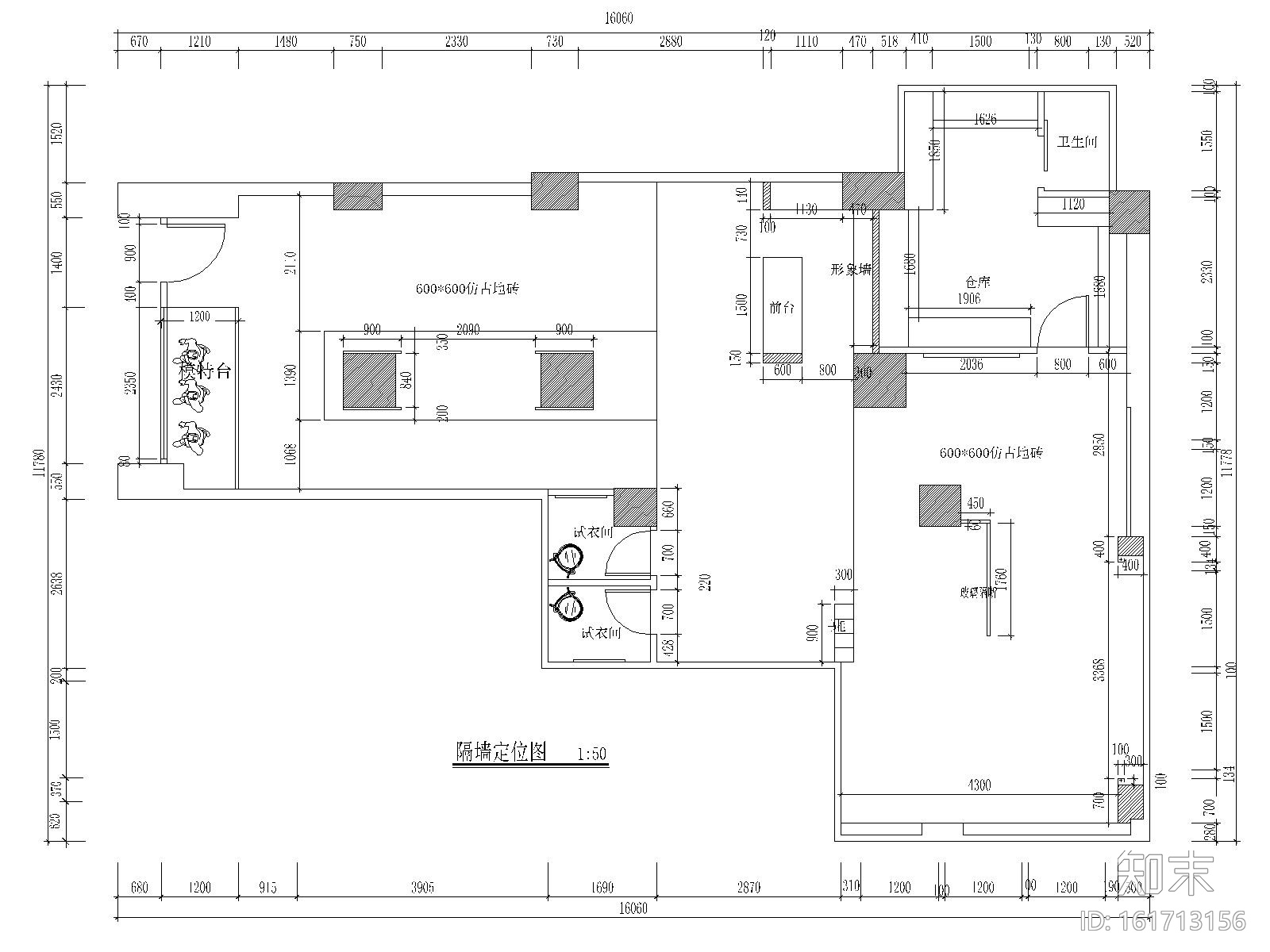 某日韩风格服装店设计施工图_效果图cad施工图下载【ID:161713139】