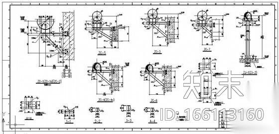 某钢结构支架节点构造详图cad施工图下载【ID:166113160】