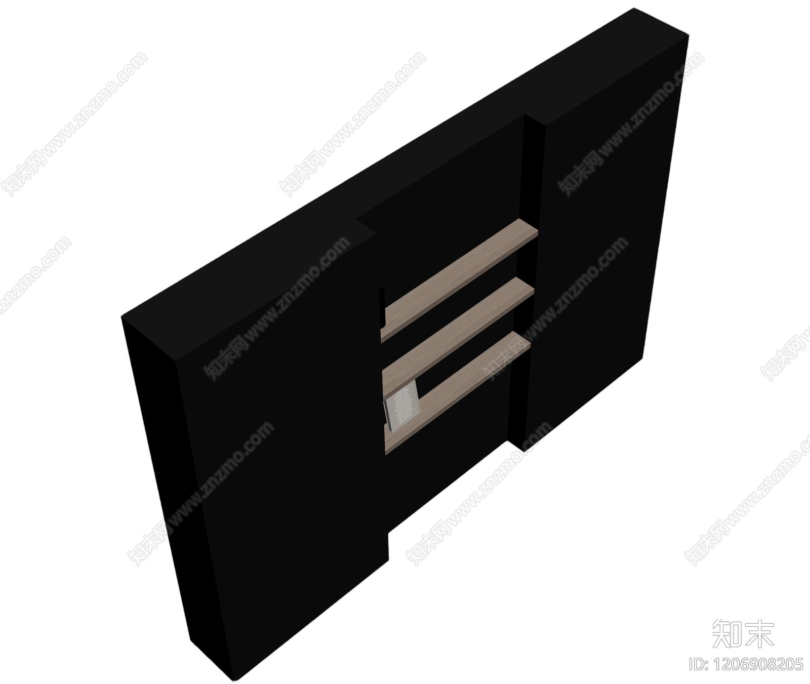 黑色书架带书本3D模型下载【ID:1206908205】