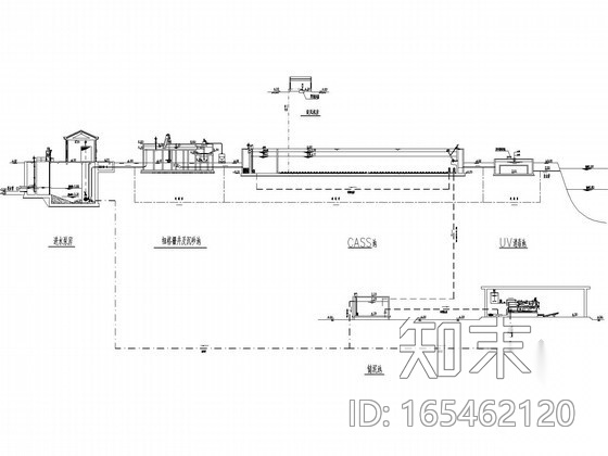 [广东]6万平污水处理厂建筑给排水及工艺全套图纸（CASS...cad施工图下载【ID:165462120】