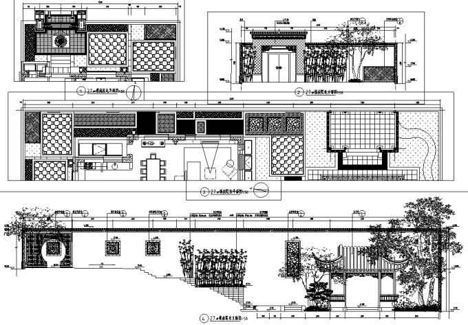 江南水乡新中式别墅庭院景观设计全套施工图施工图下载【ID:160688149】