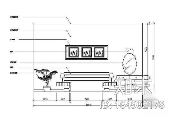 床头墙面立面图块7cad施工图下载【ID:164902178】