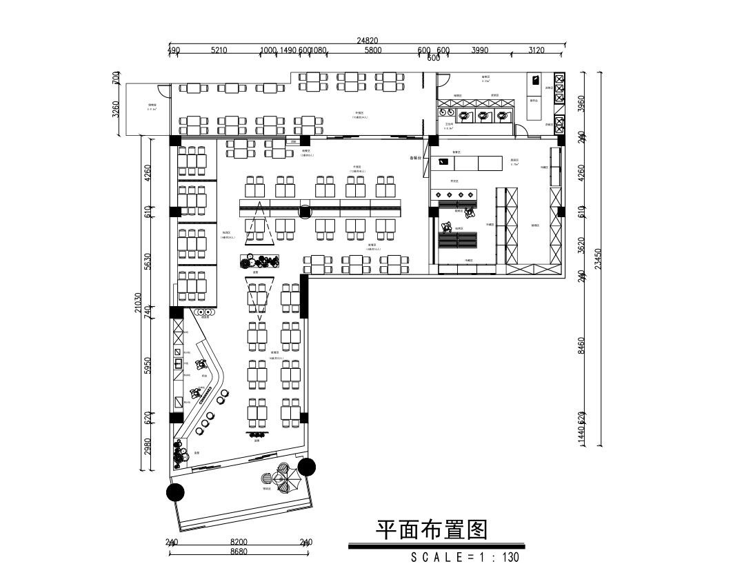 [广州]汇鸿商业广场一楼李不管把把烧烤店装修图纸cad施工图下载【ID:160426162】