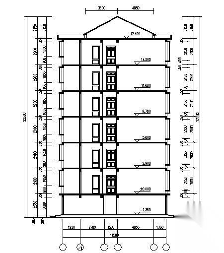 某六层住宅楼建筑方案图cad施工图下载【ID:149849188】