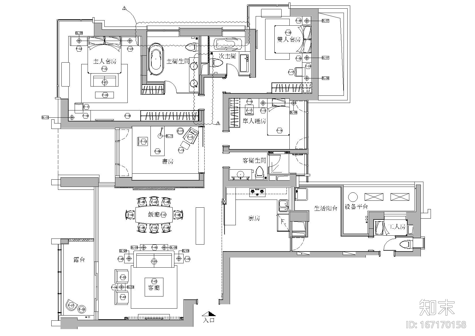 [杭州]梁志天_钱江新城D3样板间施工图​施工图下载【ID:167170158】