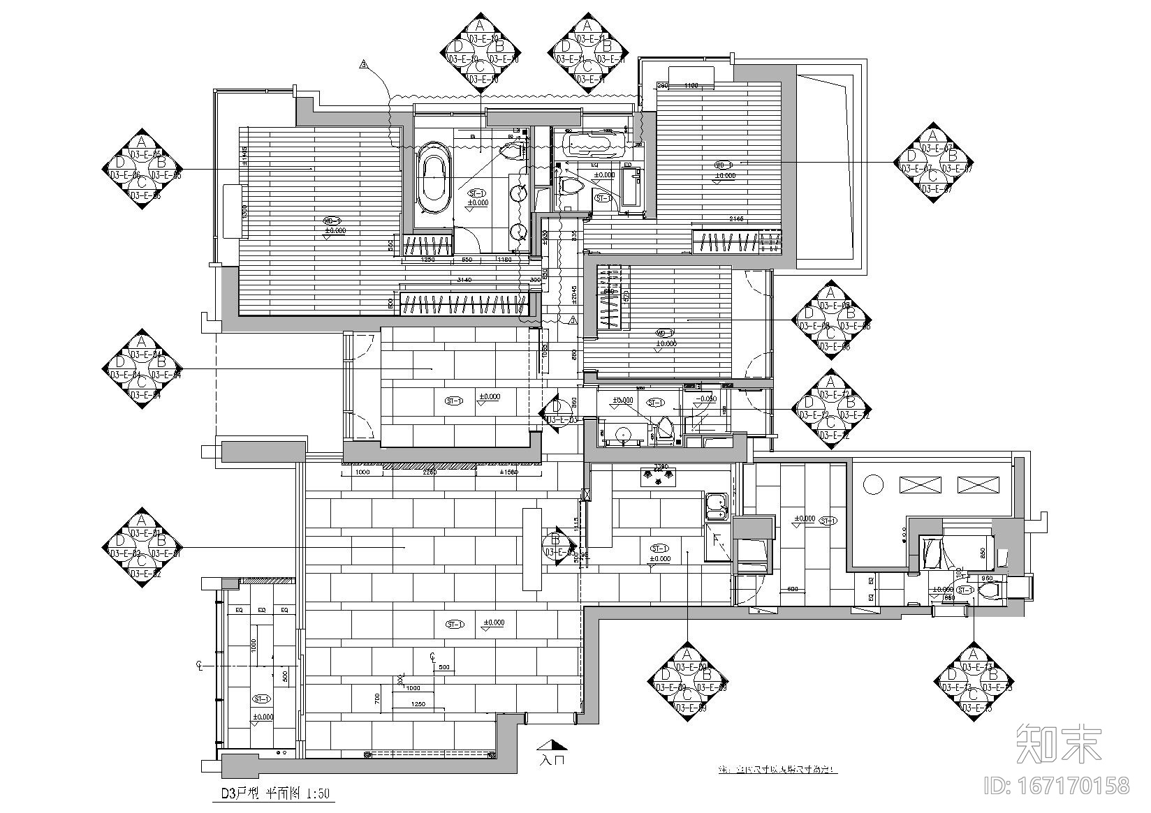 [杭州]梁志天_钱江新城D3样板间施工图​施工图下载【ID:167170158】