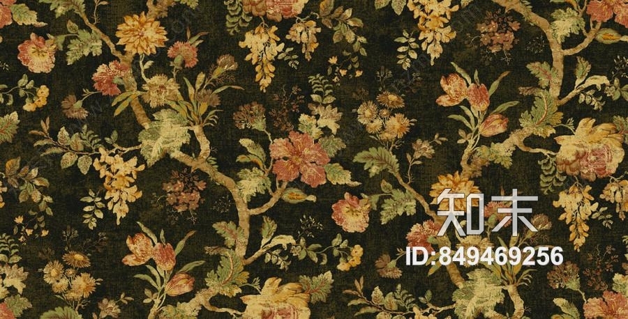 美式乡村田园碎花墙纸贴图下载【ID:849469256】