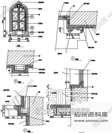 图块/节点欧式窗cad施工图下载【ID:832329859】